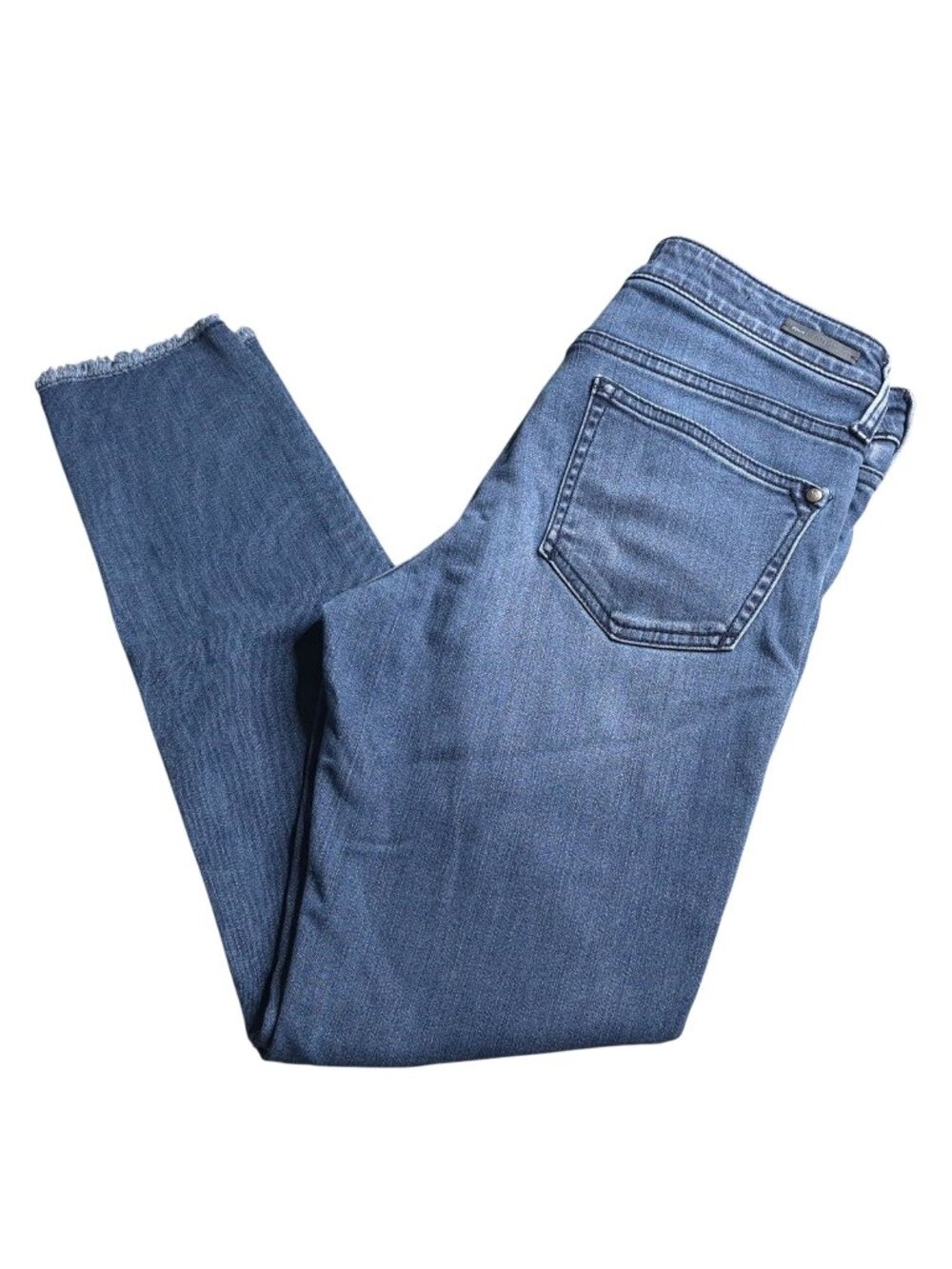 Pilcro & The Letterpress Script Ankle Skinny Jeans 28 Medium Wash Frayed Hem